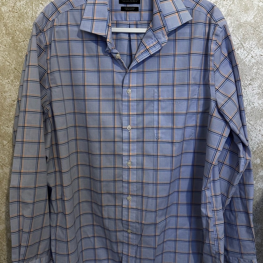 Lauren Ralph Lauren Blue and Orange Plaid Shirt A102